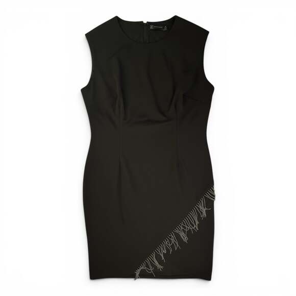 New York & Company Dresses & Skirts - New York & Company Black Sleeveless Chain Fringe Hem Sheath Dress Size 3X
